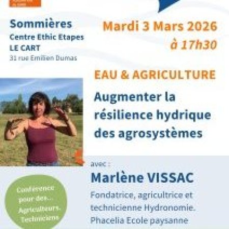 Conférence "EAU et AGRICULTURE : Comment augmenter la résilience hydrique ?"